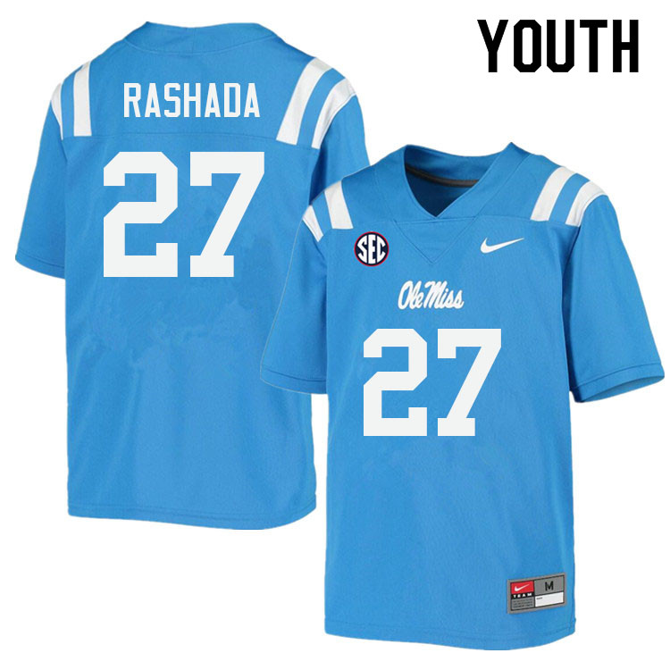 Youth #27 Roman Rashada Ole Miss Rebels College Football Jerseys Sale-Power Blue - Click Image to Close